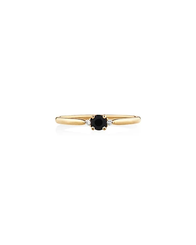 3 Stone Ring with Sapphire & Diamonds in 10kt Yellow Gold