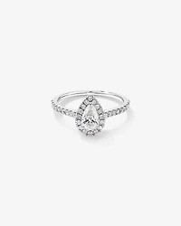 Halo Pear Engagement Ring with 0.92 Carat TW of Diamonds in 14kt White Gold