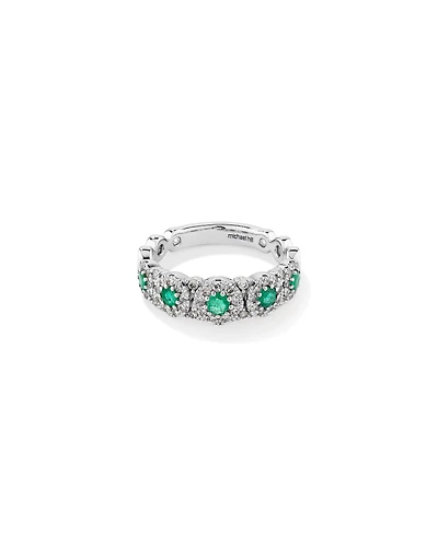 Bubble Ring with Emerald & 0.50 Carat TW of Diamonds in 14kt White Gold