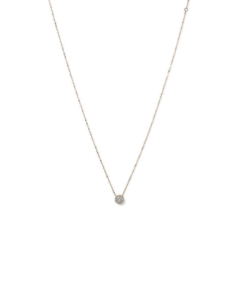 0.50 Carat TW Round Brilliant Laboratory-Grown Diamond Halo Pendant in 10kt Yellow Gold