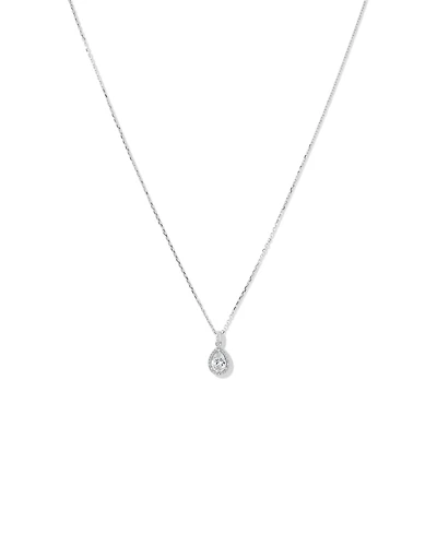 Collier Pendentif Halo en Zircon Cubique en Forme de Poire en Argent Sterling