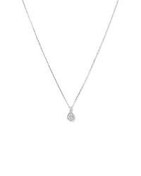 Pear Cubic Zirconia Halo Pendant Necklace in Sterling Silver