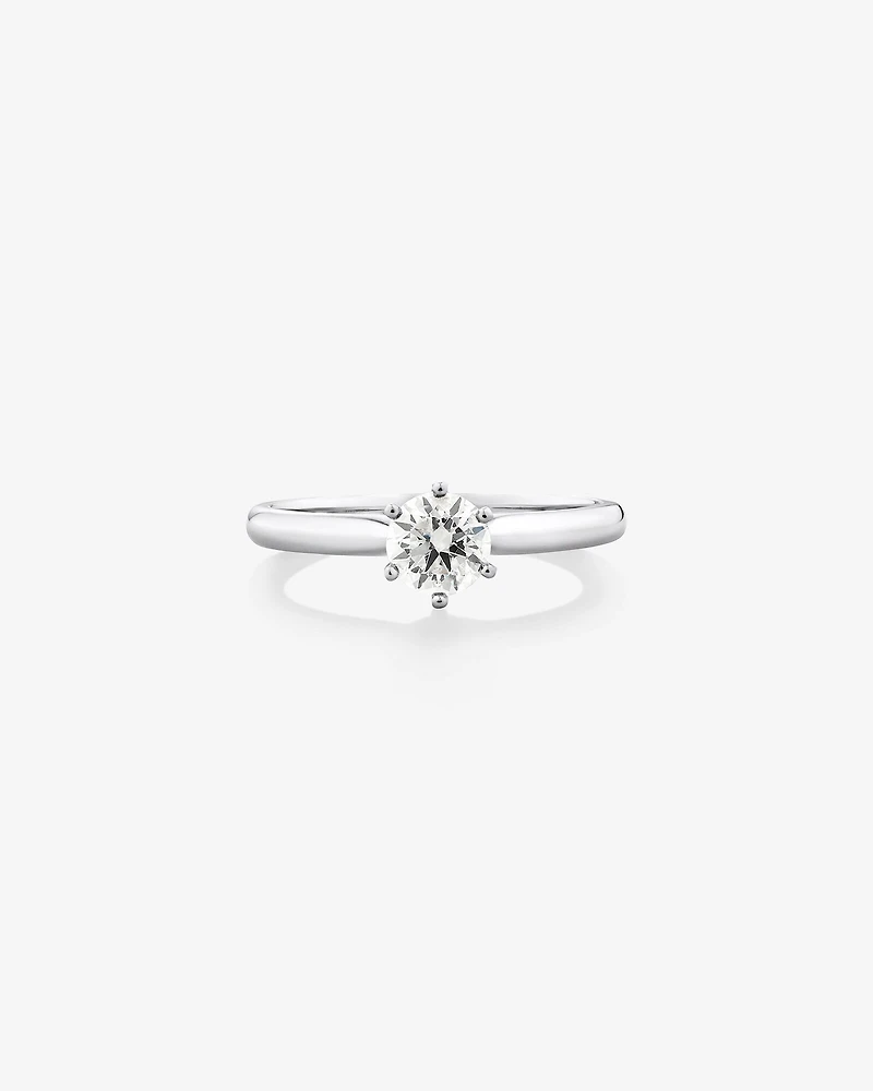 Certified Solitaire Engagement Ring with a 0.50 Carat TW Diamond in 18kt White Gold