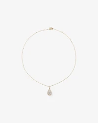 1.00 Carat TW Diamond Halo Everlight Pear Pendant in 10kt Yellow Gold
