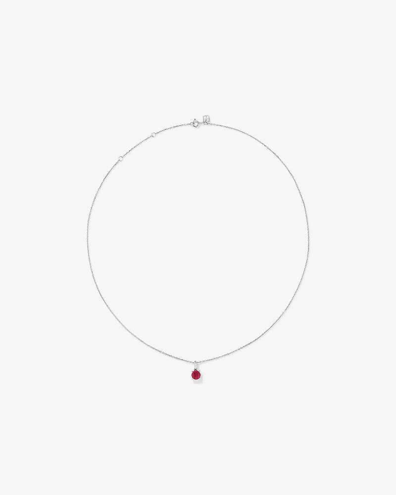 Round Cut Red Created Ruby Gemstone Hoop Earrings and Pendant Necklace Set in Sterling Silver