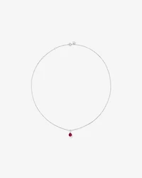 Round Cut Red Created Ruby Gemstone Hoop Earrings and Pendant Necklace Set in Sterling Silver