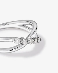 0.20 Carat TW Round Brilliant Diamond Crossover Ring in Sterling Silver