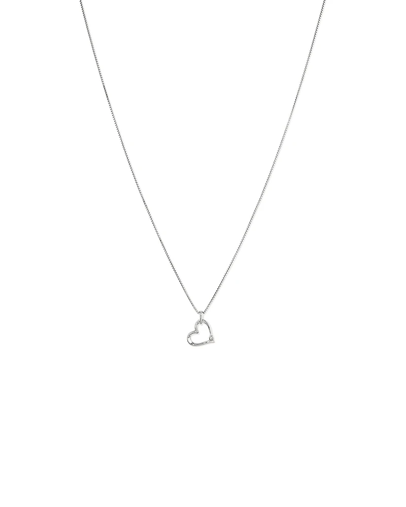 Heart Pendant with a Diamond in Sterling Silver