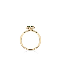 Ring with Green Tourmaline & Diamonds in 10kt Yellow Gold