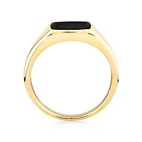 Men's Ring with Cushion-Shaped Onyx in 10kt Yellow Gold