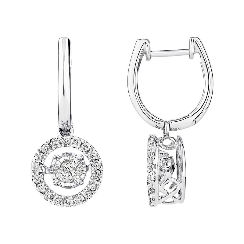 Pendants d'oreilles Everlight en or blanc 14 K avec diamants totalisant 1 ct