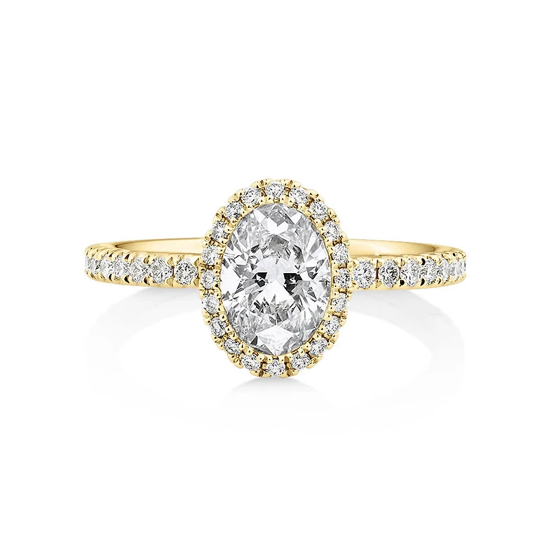 Sir Michael Hill Designer Halo Oval Engagement Ring with 1.35 Carat TW of Diamonds in 18kt White Gold