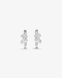 Cubic Zirconia Vine Huggie Earrings in Sterling Silver