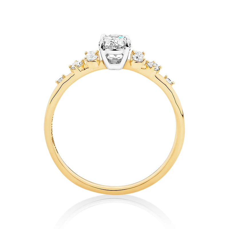 Oval Scatter Ring with 0.63 Carat TW of Diamonds in 14kt Yellow & White Gold
