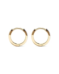 Boucles d'Oreilles Huggie Hoop Polies et Diamantées 9.6mm en Or Jaune et Blanc 10kt