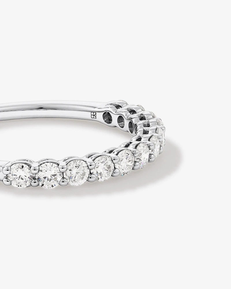 Bague De Mariage En Diamant De Laboratoire Rond Brillant De 0,60 Carat Poids Total Sertie De Griffes En Or Blanc 14 Carats
