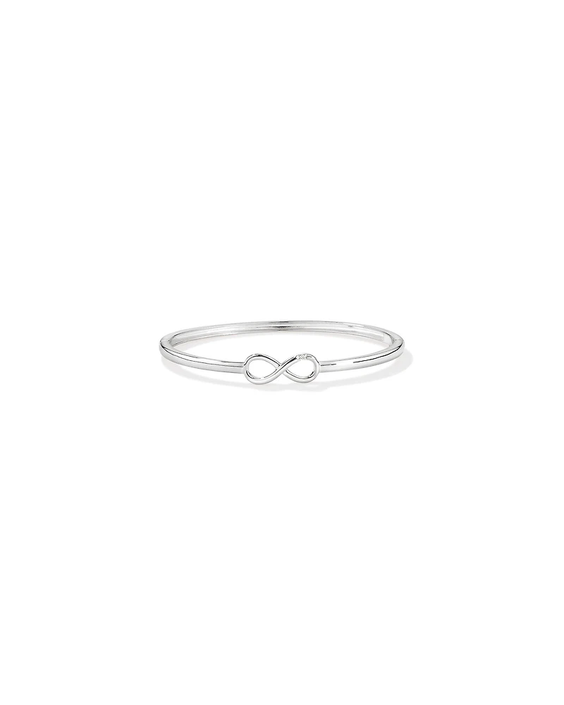 Diamond Accent Infinity Oval Hinge Bangle in Sterling Silver