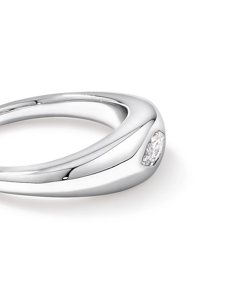 0.30 Carat TW Laboratory-Grown Marquise Diamond Dome Ring in Sterling Silver