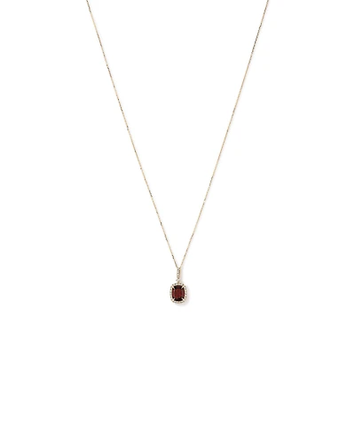 Cushion Cut Red Garnet Gemstone and Diamond Halo Pendant Necklace 10kt Yellow Gold
