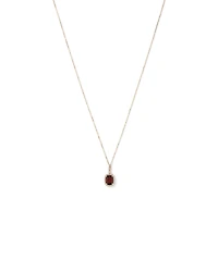 Cushion Cut Red Garnet Gemstone and Diamond Halo Pendant Necklace 10kt Yellow Gold
