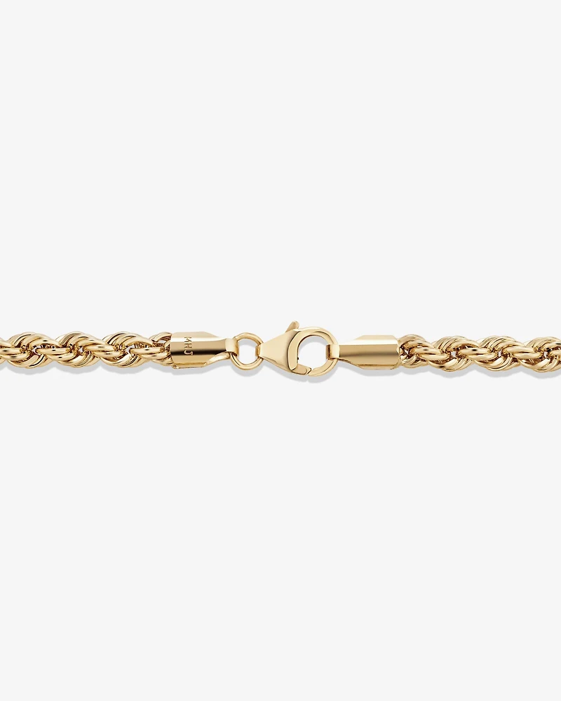 19cm (7.5") 4mm-4.5mm Width Rope Bracelet in 10kt Yellow Gold