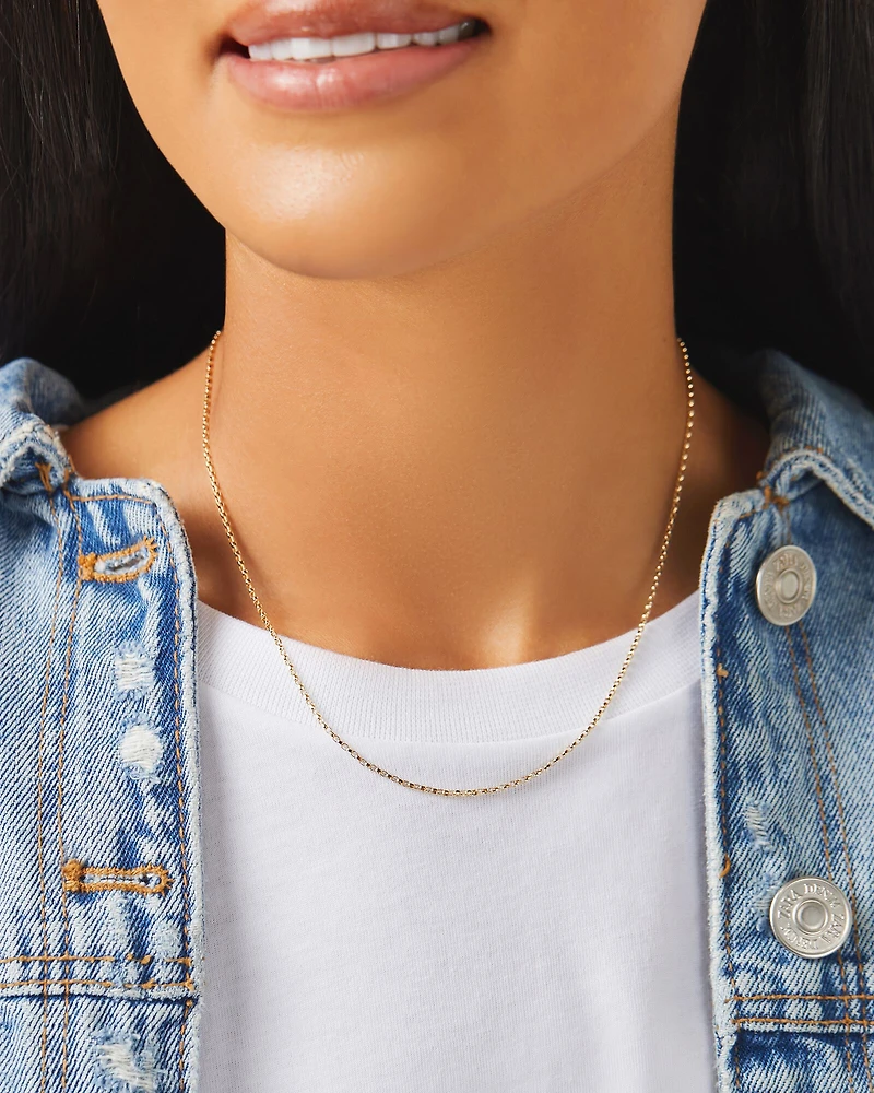 45cm (18") 1mm-1.5mm Width Diamond Cut Belcher Chain in 18kt Yellow Gold