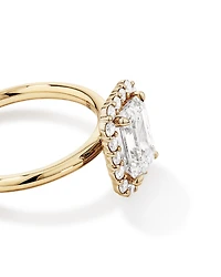 Carat TW Emerald Cut Laboratory-Grown Diamond Halo Engagement Ring in 14kt Yellow and White Gold