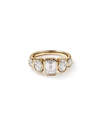 2.90 Carat TW Bezel Set 5 Stone Lab-Grown Diamond Engagement Ring in 14kt Yellow Gold