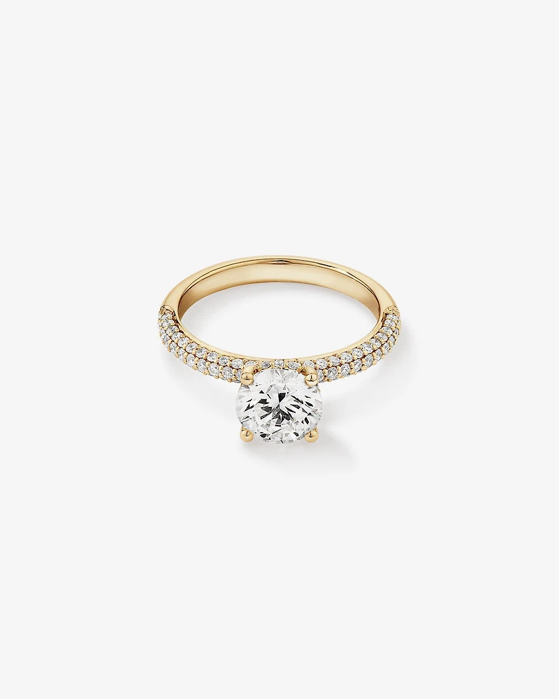 1.95 Carat TW Round Brilliant Laboratory-Grown Diamond Solitaire Side Accent Engagement Ring in 14kt White Gold
