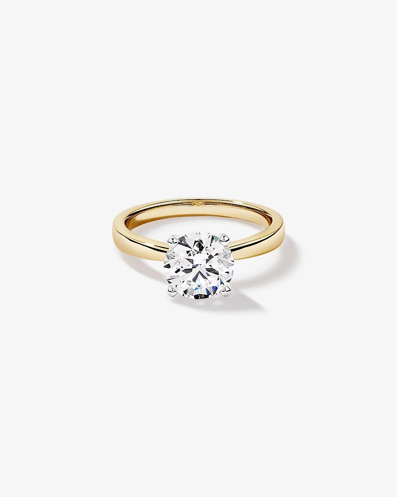 2.00 Carat TW Round Brilliant Lab-Grown Diamond Solitaire Engagement Ring in 14kt Yellow and White Gold