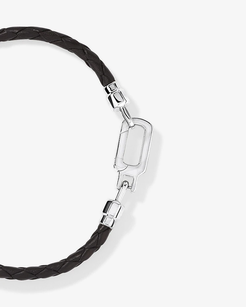 Men's Braided Leather Bracelet with Sterling Silver