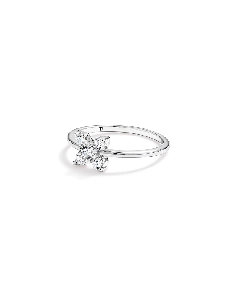 Bague florale en oxyde de zirconium argent sterling