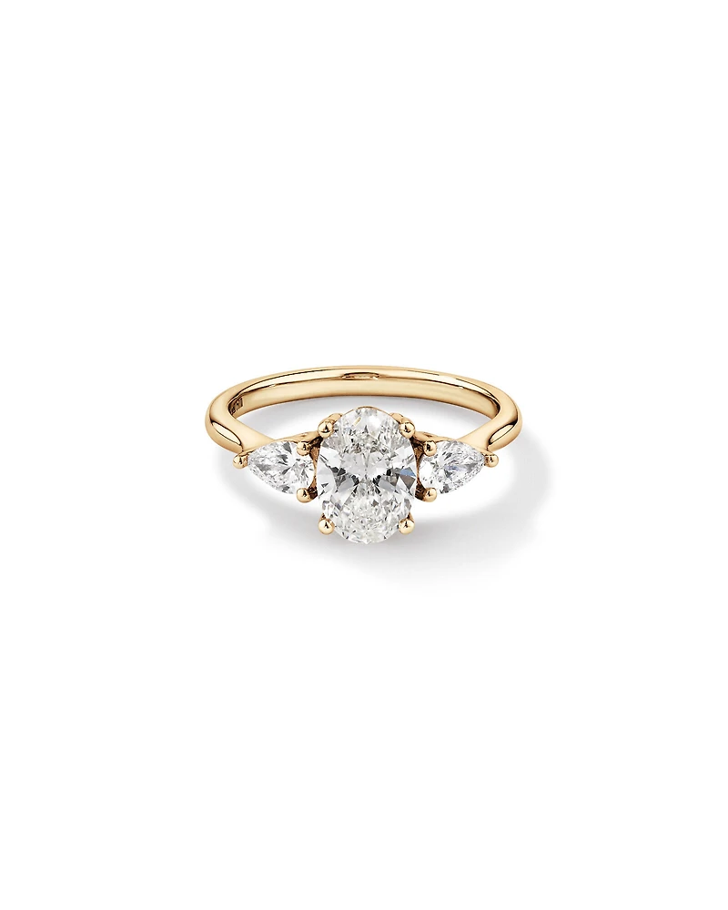 1.65 Carat TW Three Stone Oval and Pear Shaped Laboratory-Grown Diamond Engagement Ring in 14kt White Gold