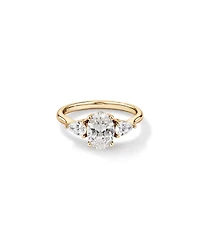 1.65 Carat TW Three Stone Oval and Pear Shaped Laboratory-Grown Diamond Engagement Ring in 14kt White Gold