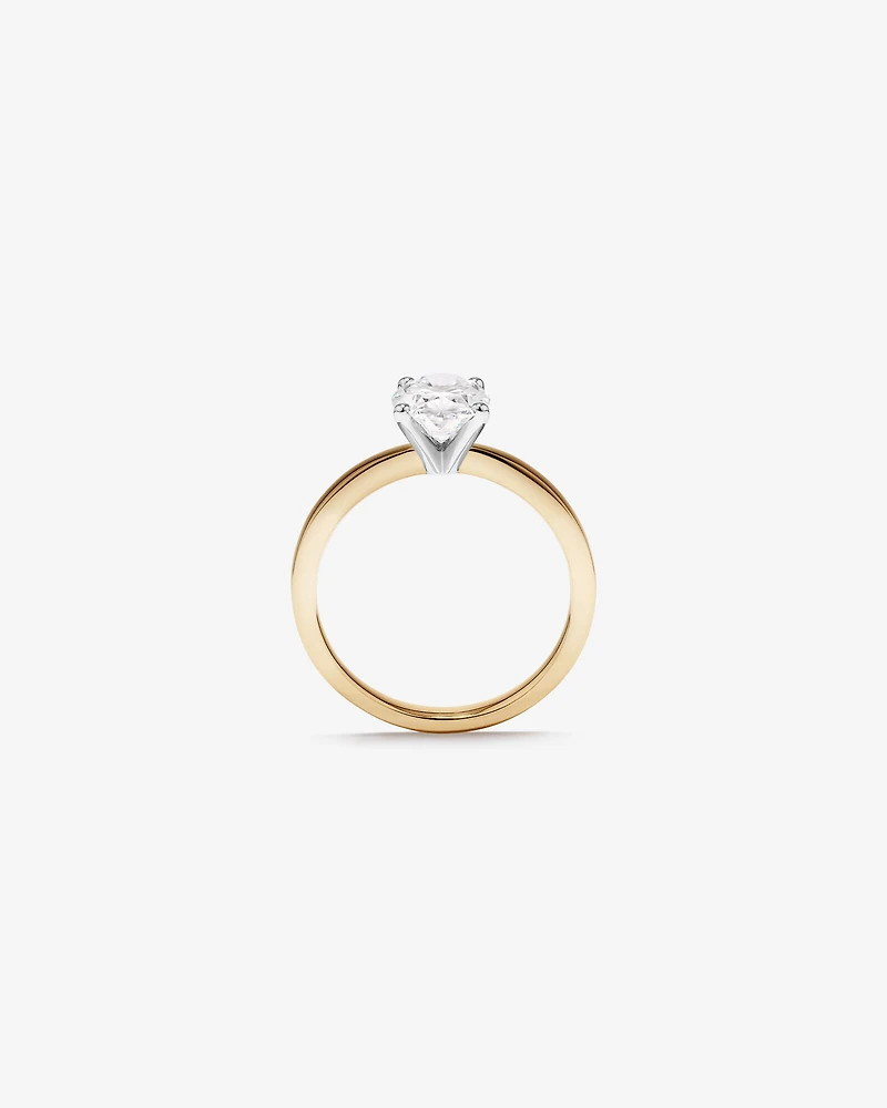 Carat TW Oval Cut Lab-Grown Diamond Solitaire Engagement Ring in 14kt Yellow and White Gold
