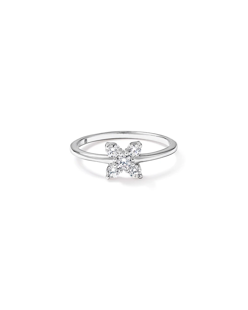 Bague florale en oxyde de zirconium argent sterling