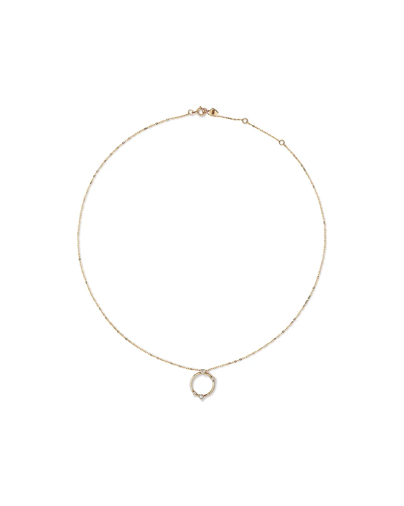 Diamond Studded Circle Necklace in 10kt Yellow Gold