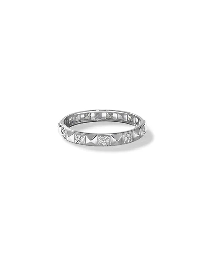 Bague Signature Connect Linéaire avec Diamant en Argent Sterling