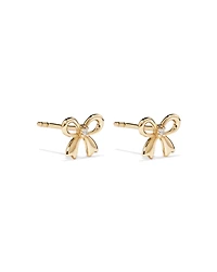 Cubic Zirconia Bow Stud Earrings in 10kt Yellow Gold