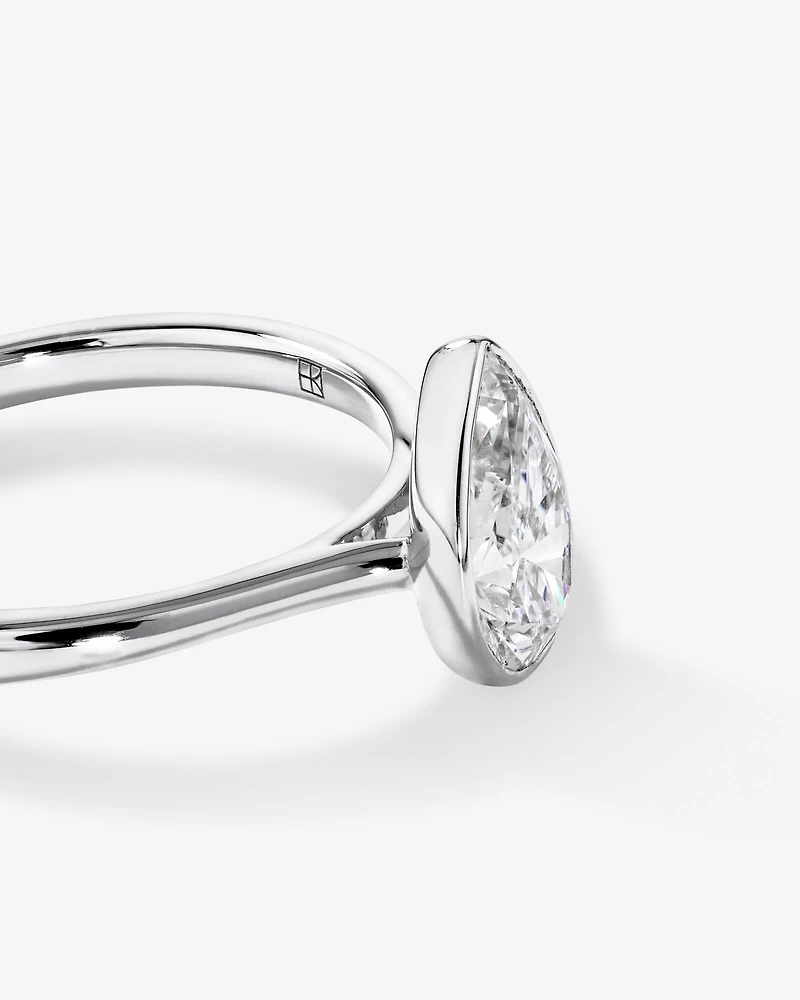 1.25 Carat TW Pear Cut Laboratory-Grown Diamond Solitaire Bezel Set Engagement Ring in 14kt Yellow Gold