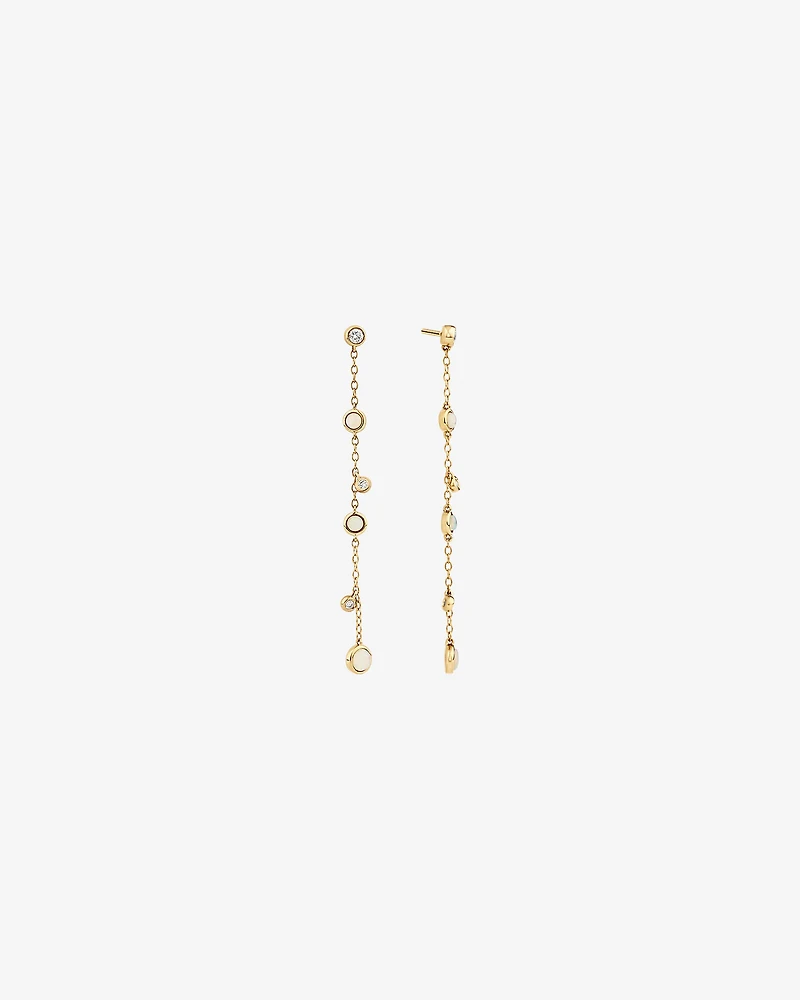 Drop Earrings with Opal & 0.15 Carat TW of Diamonds in 10kt Yellow Gold