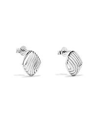 Wavy Ridge Textured Square Stud Earrings in Sterling Silver