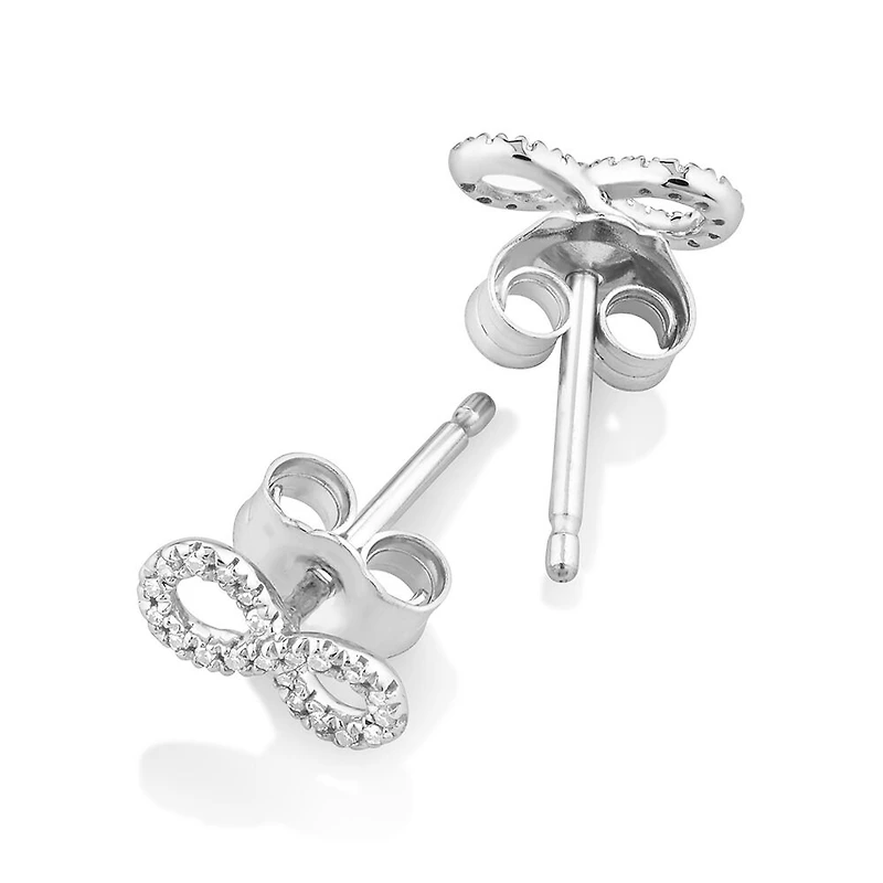 Mini Infinity Earrings with Diamonds in Sterling Silver