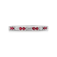 Ruby & Diamond Dot Dash Ring with 0.16 Carat TW in 10kt White Gold