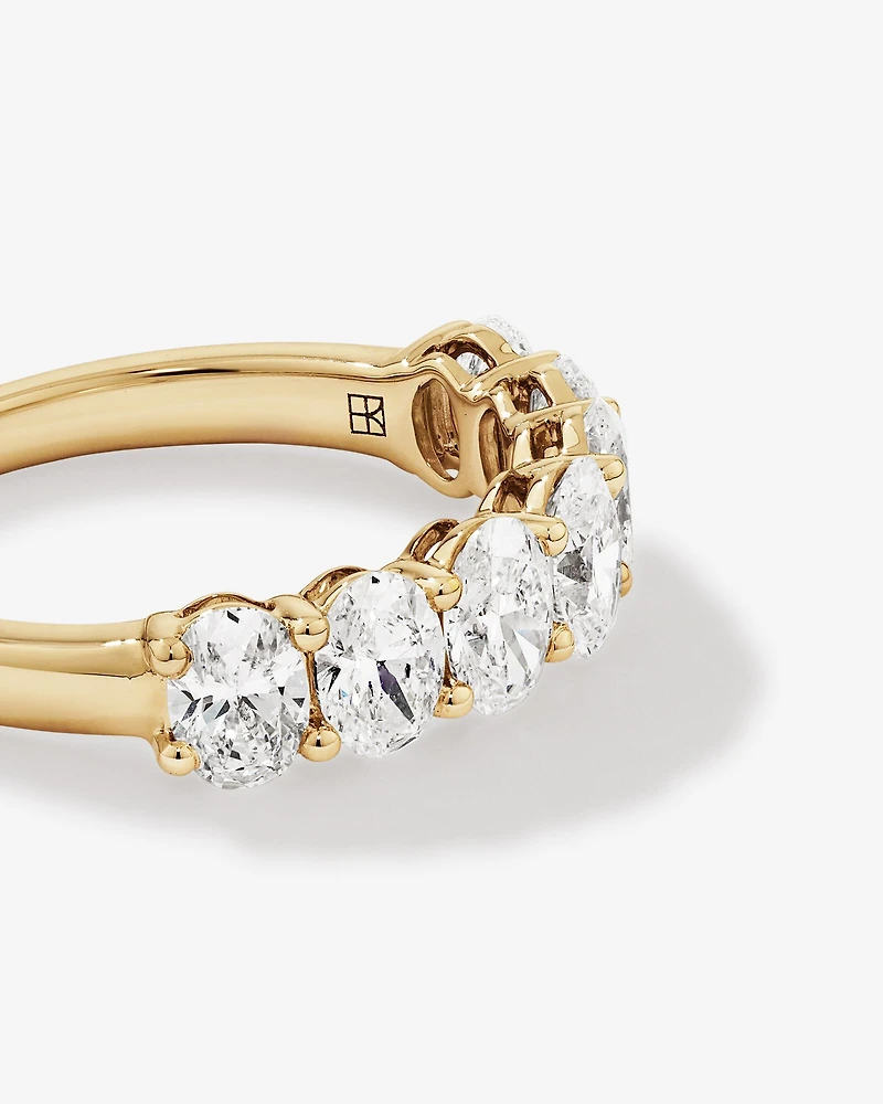 Bague De Mariage En Diamant De Laboratoire Ovale De 2,00 Carats Poids Total En Or Blanc 14 Carats