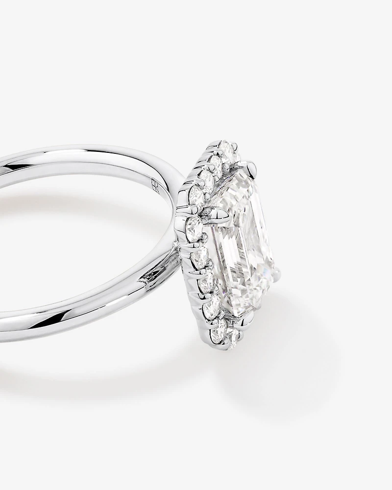 Carat TW Emerald Cut Laboratory-Grown Diamond Halo Engagement Ring in 14kt Yellow and White Gold