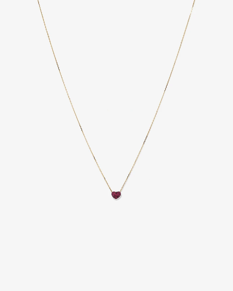 Ruby Pave Heart Pendant in 10kt Yellow Gold