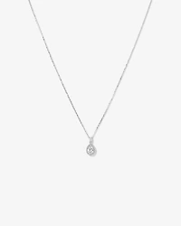 Pear Cubic Zirconia Halo Pendant Necklace in Sterling Silver