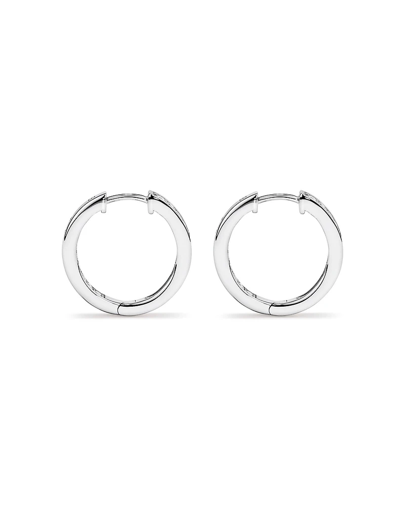 20mm Cubic Zirconia Huggie Hoop Earrings in Sterling Silver