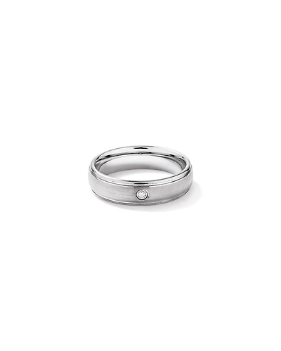 6mm Polished and Brushed Diamond Wedding Band in Tungsten